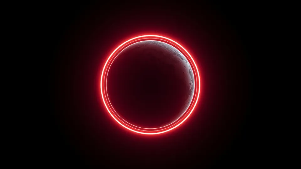 neon planet with glowing ring